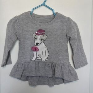 Bobbie Brooks Gray Long Sleeve Peplum Tee